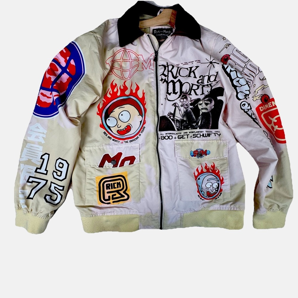 Rick And Morty Members Only Jacket - M Rare Adult Swim Lightweight Full Zip EUC